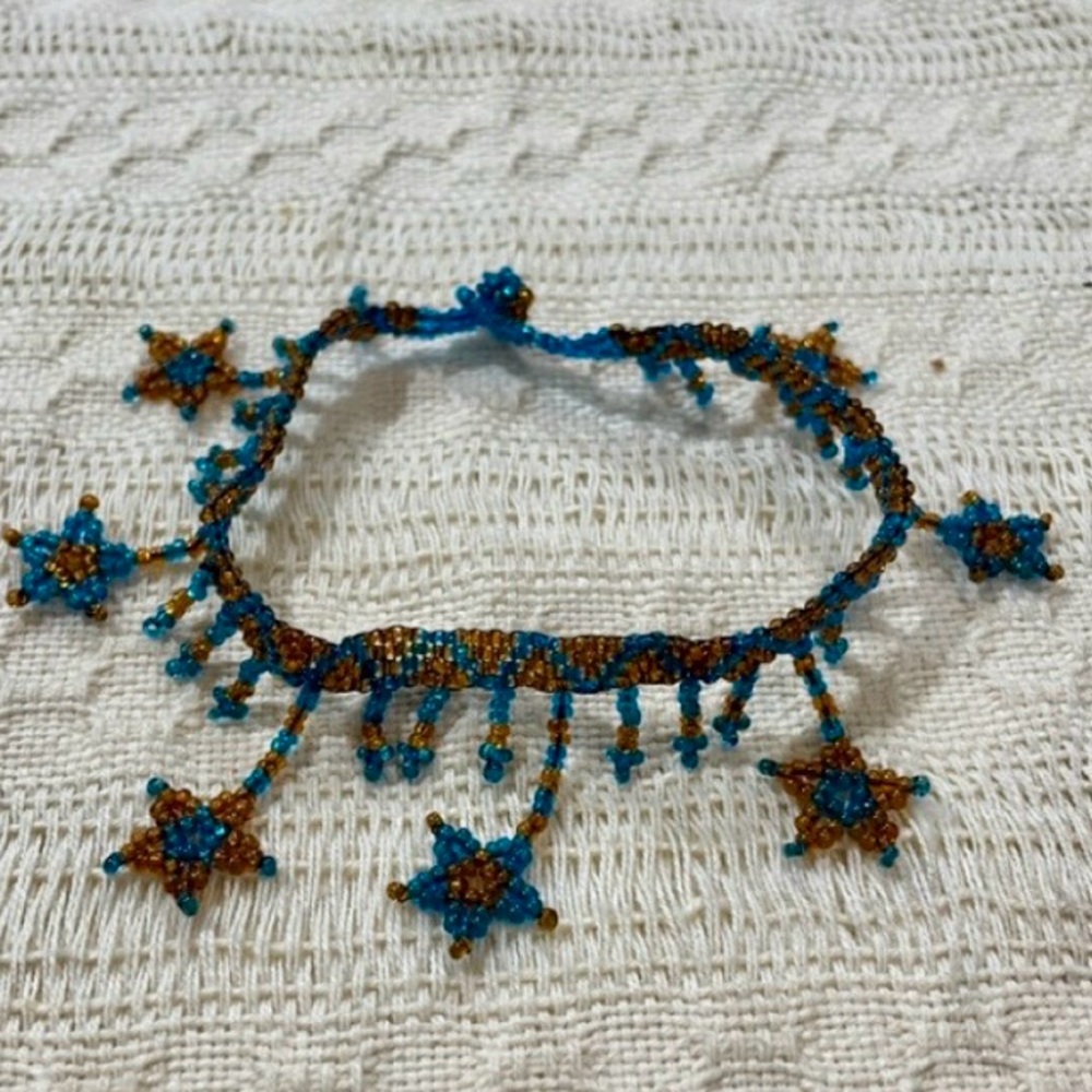 Huichol Star Ankle Bracelet Festival Boho Beaded Gift
